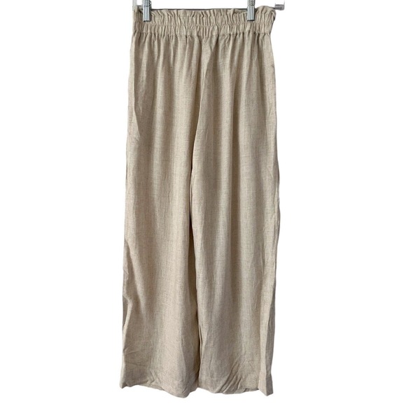 Dex Rustic Beige Linen Blend Wide Leg Pull On Pants Women’s Size Small - Picture 1 of 6